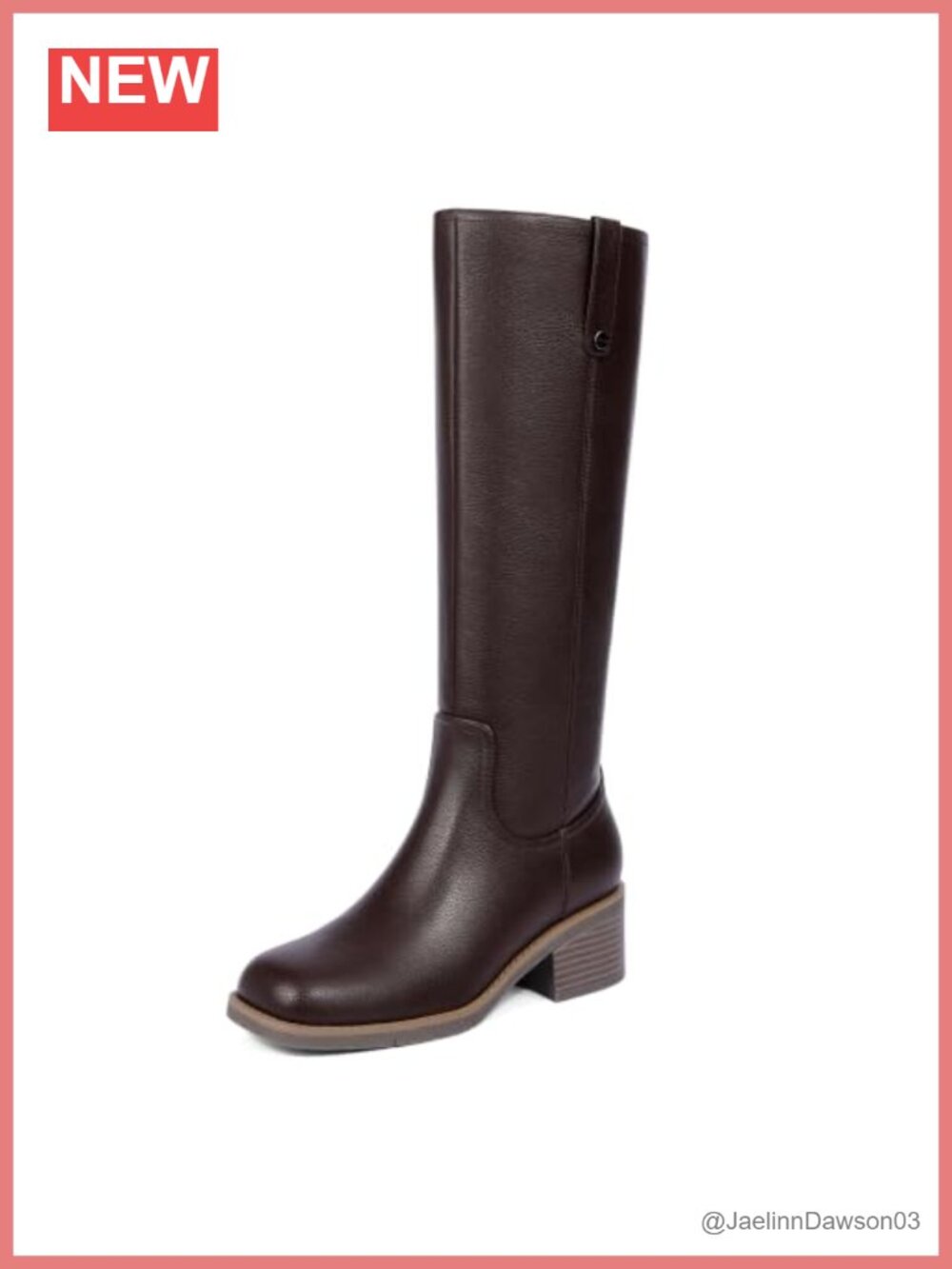 Women's Knee High Riding Boots Square Toe Chunky Heel Faux Leather Zip